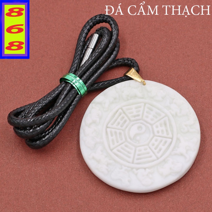 Dây Chuyền Mặt Bát Quái 12 Con Giáp Màu Trắng 5cm - Mặt Size Lớn - Tặng Kèm Móc Inox - Phong Thủy 868