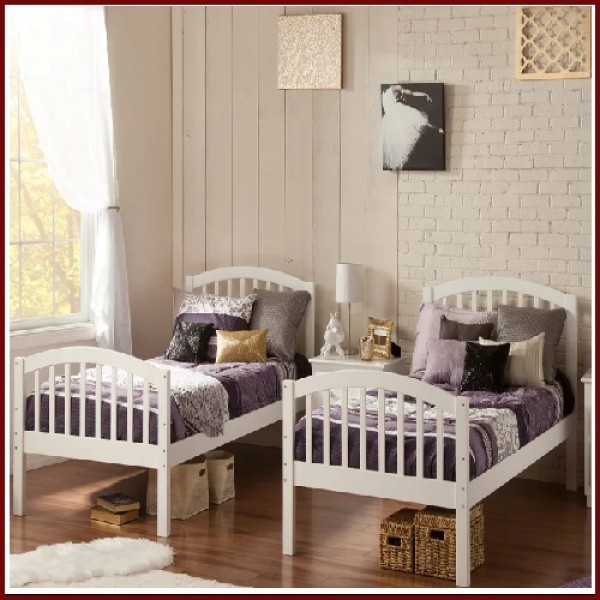 Giường 2 Tầng 1m/1m - Trắng Gỗ Thông Tự Nhiên Có Ngăn Kéo