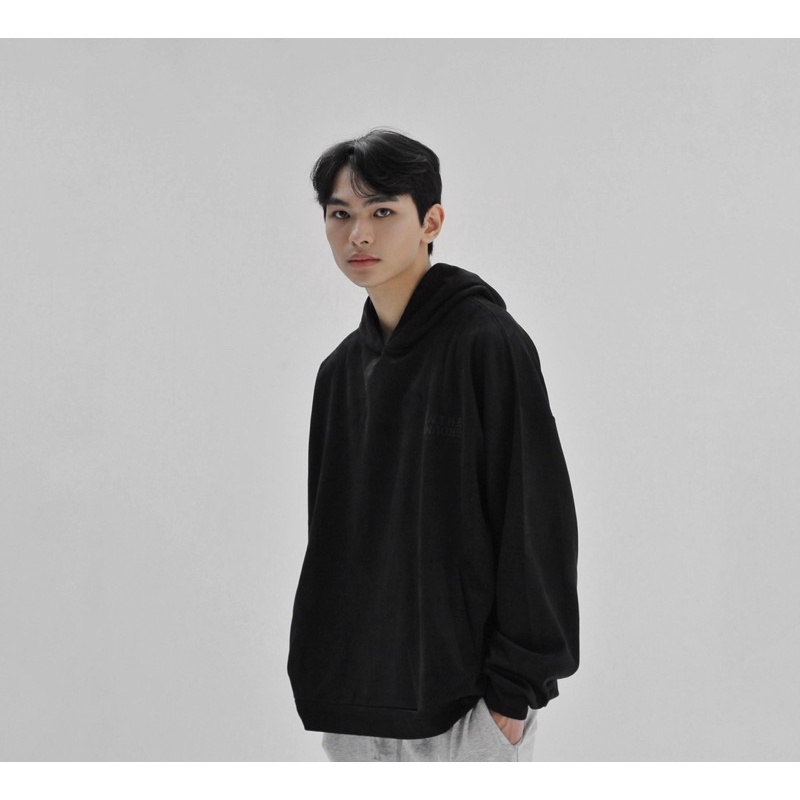 OTG UPSIDE SUEDE DOWN HOODIE - Black Ver | Áo hoodie oversize chất liệu da lộn