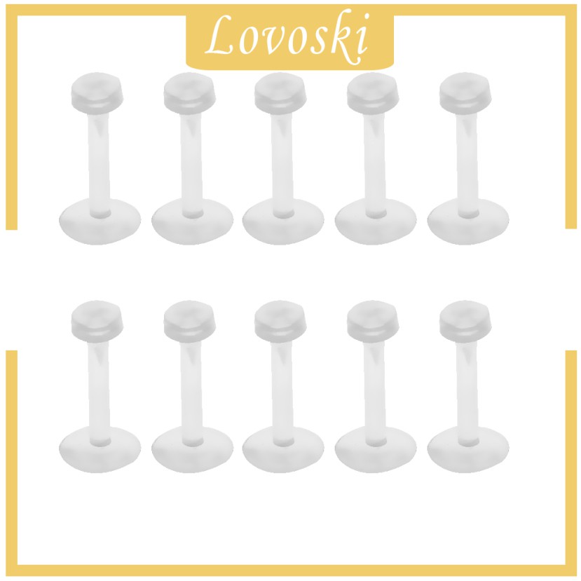 Set 10 Khuyên Mũi Bằng Nhựa Acrylic Trong Suốt