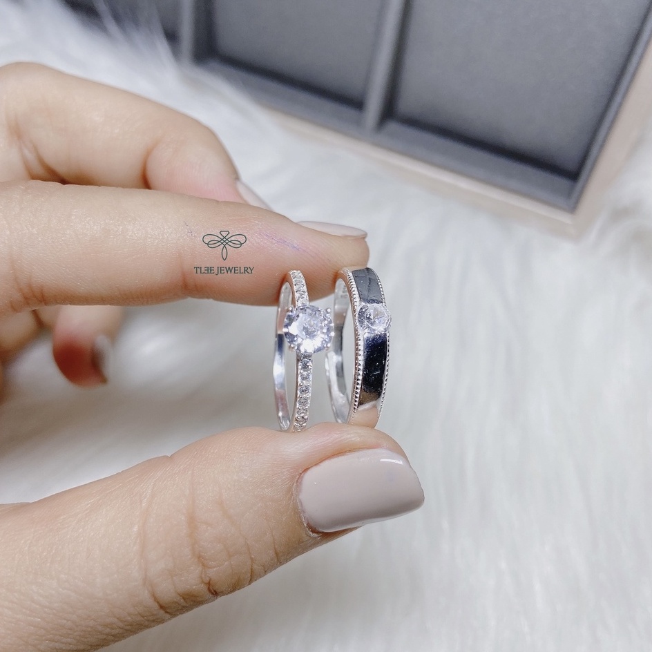 Nhẫn đôi bạc 925 TLEE cặp nam nữ sang trọng TleeJewelry ND0109
