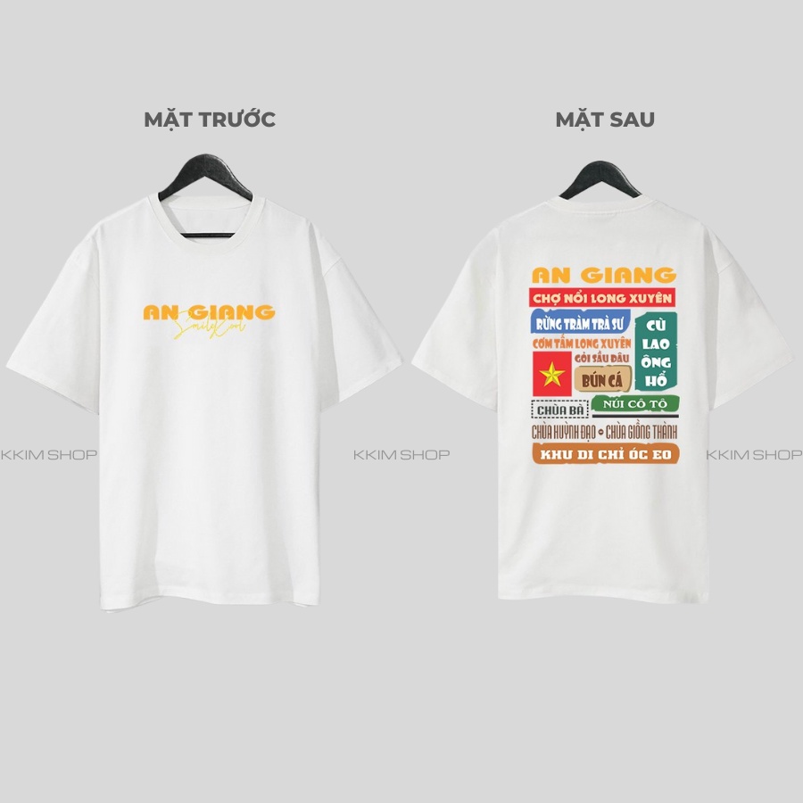 Áo thun tay lỡ AN GIANG, Áo phông 63 tỉnh thành Form rộng oversize, chất liệu Cotton KKIMSHOP