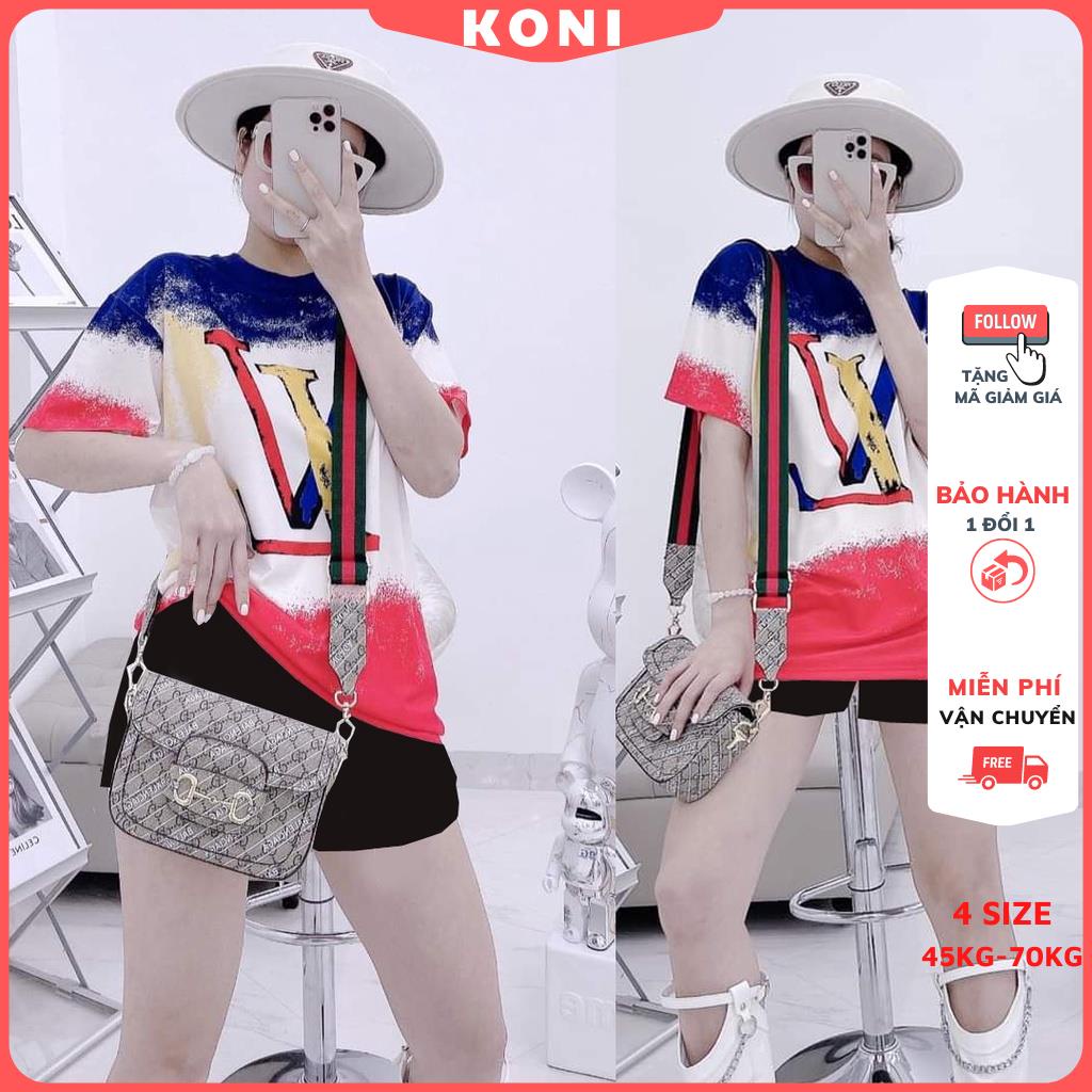 Set Đồ Bộ Nữ Ngắn Thun Cotton Bigsize Co Giãn Form Rộng Cổ Tròn Dễ Thương KONI 4 size K13 .