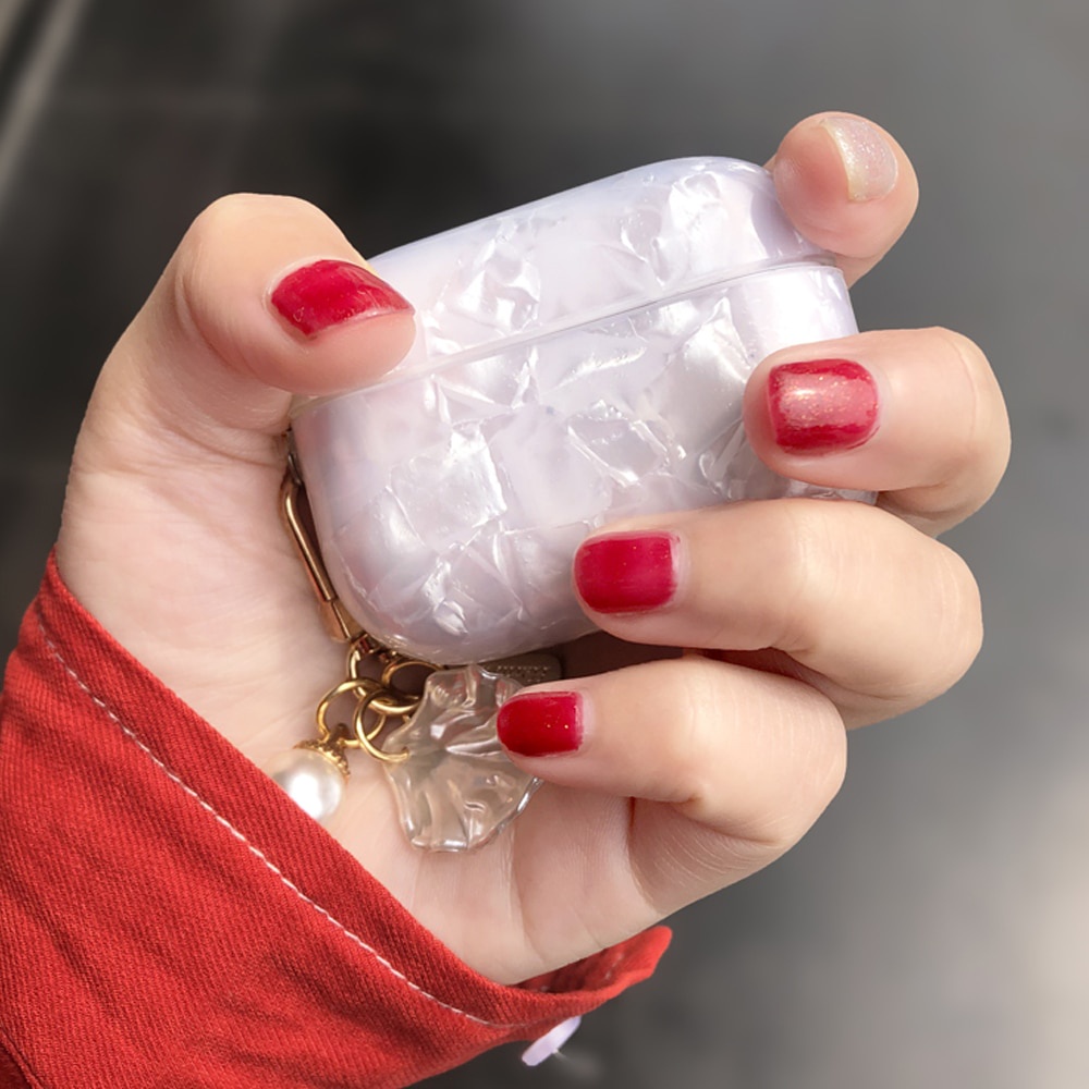 Vỏ case xà cừ móc ngọc bảo vệ bao đựng tai nghe for airpods 1 2 /PRO - Ốp airpods chống va đập xà cừ sang chảnh