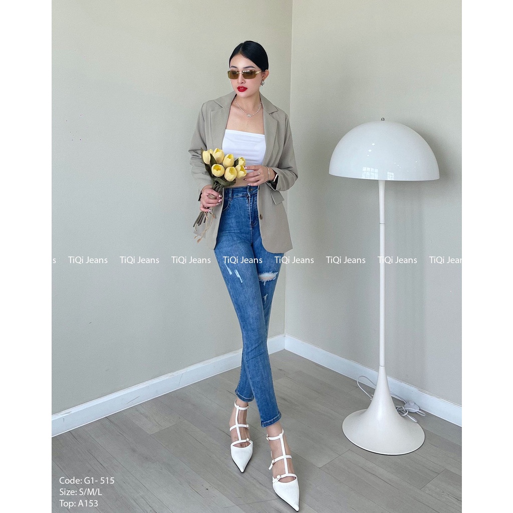 Quần Jean Skinny Nữ Lưng Cao Vải Denim Co Giãn TiQi Jean G1-515