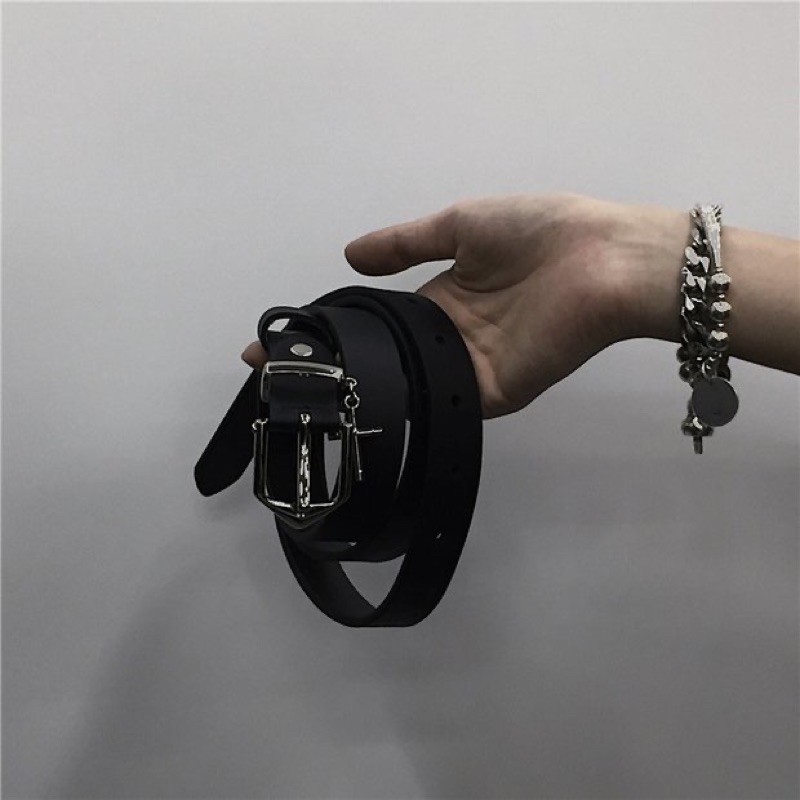 Thắt lưng da màu đen phong cách Hip hop trẻ trung đi chơi cá tính Dây nịt nam nữ TLN002 unisex chữ thập bản nhỏ 2.3cm