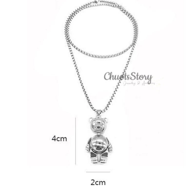 Vòng cổ titan không gỉ hình Gấu Teddy, dây chuyền nam nữ unisex cá tính- VCT0019 - ChuotsStory