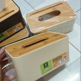 Hộp giấy nhựa dày + nắp gỗ siêu sang