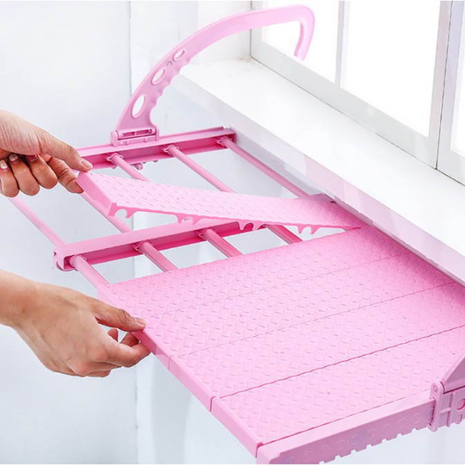 Giá phơi quần áo đa năng, kệ để đồ thông minh xếp gấp gọn treo ban công, lan can, cửa sổ