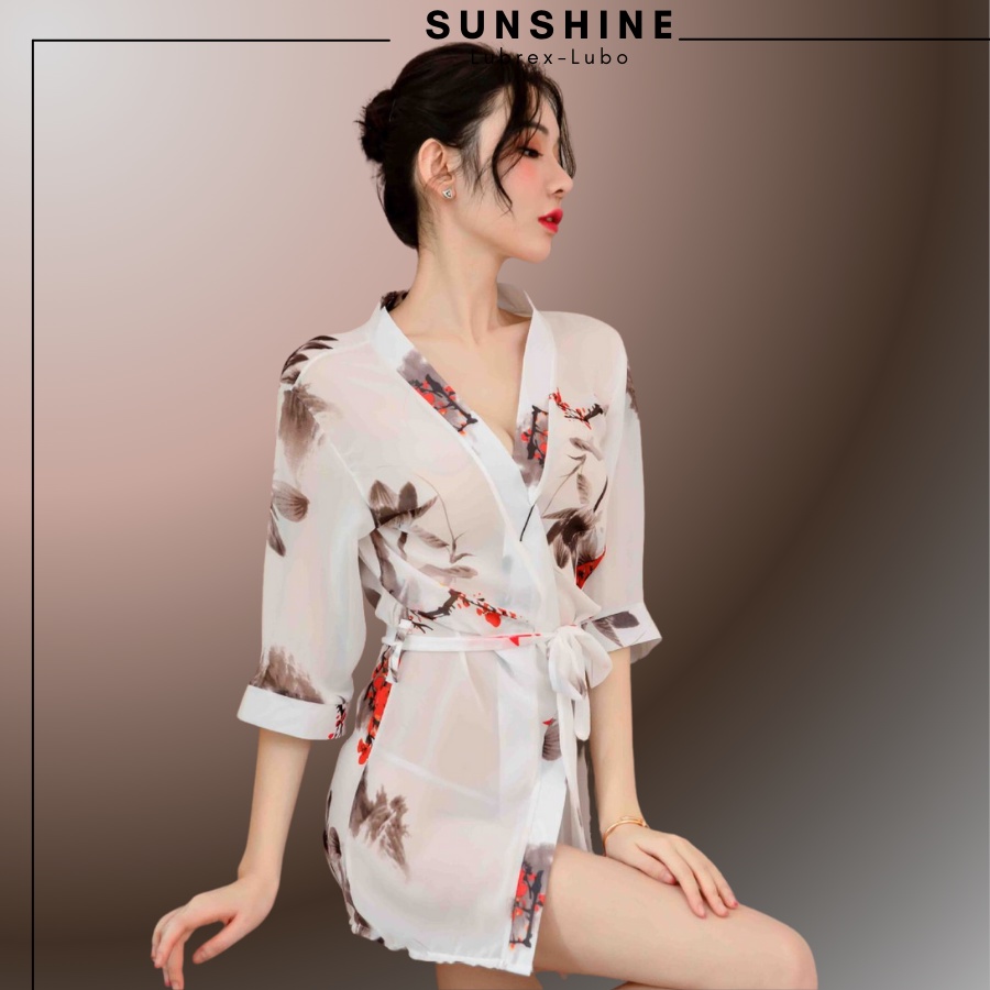 Áo Choàng Kimono Voan Hoa Xuyên Thấu Gợi Cảm- SUNSHINE LUBREXLUBO-KMN1084