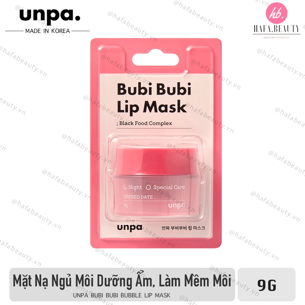 Mặt Nạ Ngủ Môi Dưỡng Ẩm, Làm Mềm Môi Unpa Bubi Bubi Lip Mask 9g