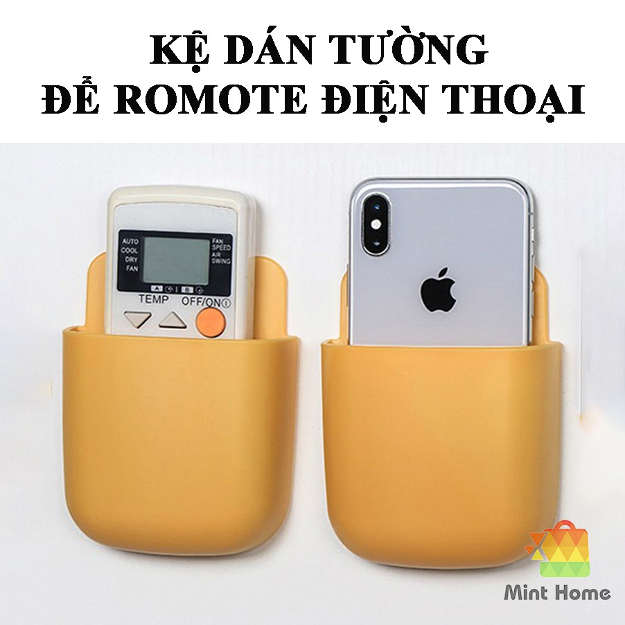 Kệ dán tường để remote, đồ dùng đa năng/ giá đỡ sạc điện thoại có lỗ luồn dây điện