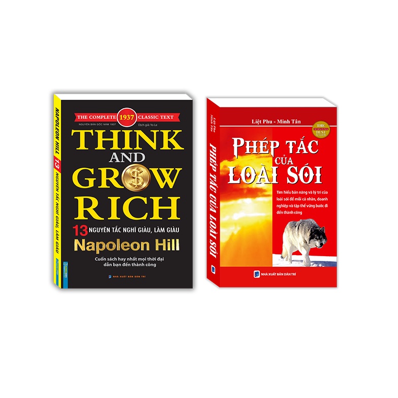Sách - Combo 2c 13 nguyên tắc nghĩ giàu và làm giàu + Phép tắc của loài Sói (bìa mềm)