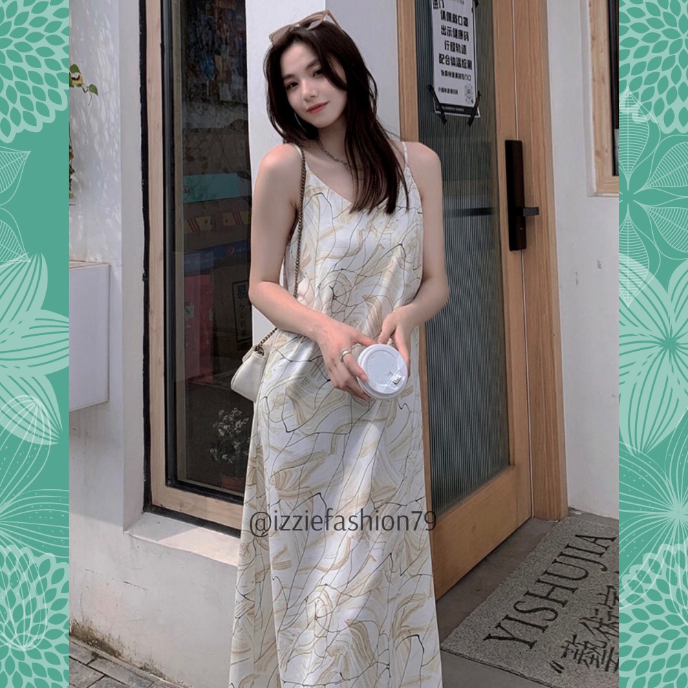 Váy voan lụa họa tiết hoa VVH179 mềm mại, nữ tính, chất vải đẹp, nhẹ, không nhăn hai màu nâu gỗ, xanh