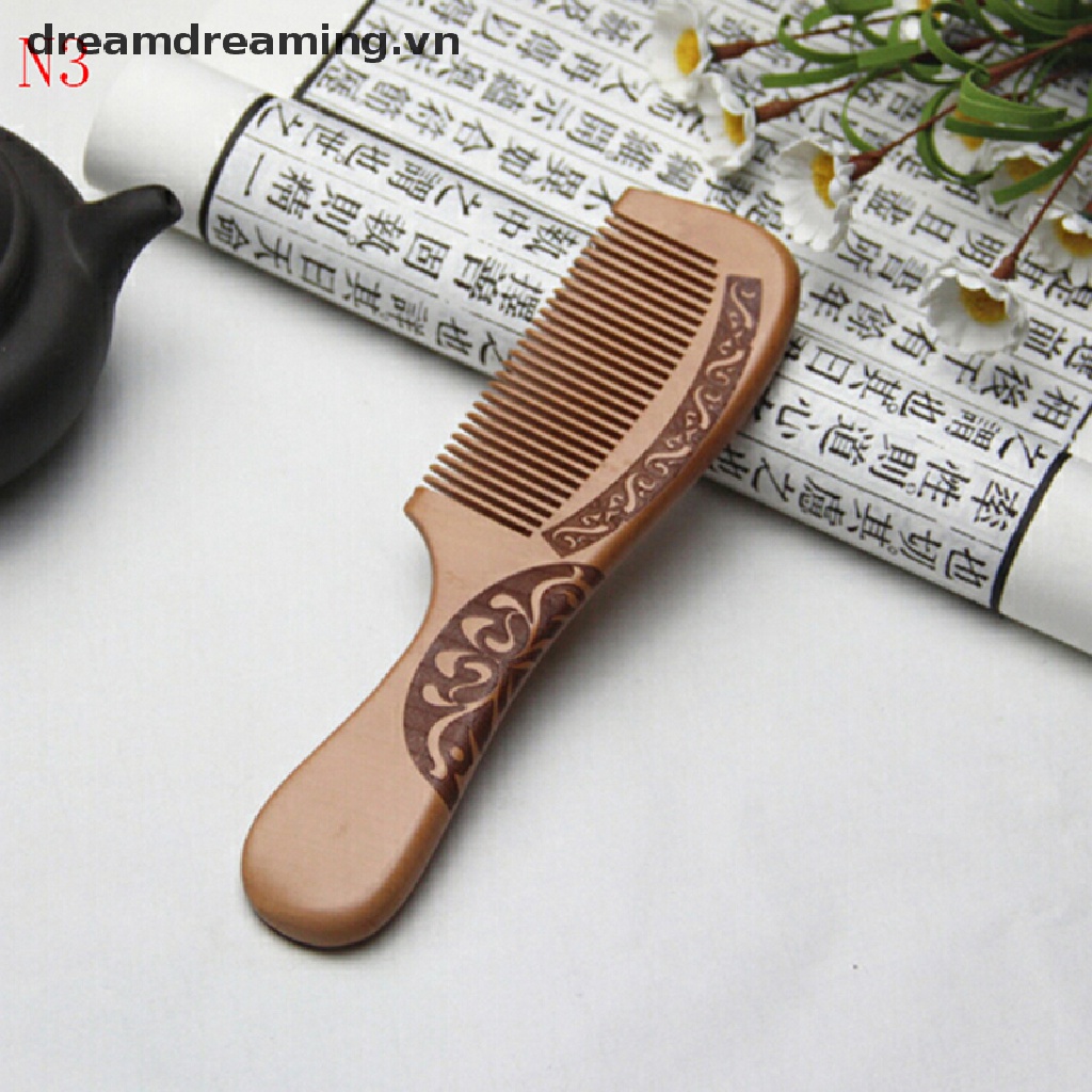 (Hàng Mới Về) Lược Gỗ Đào Hình Oval Chất Lượng Cao Mát Xa Da Đầu