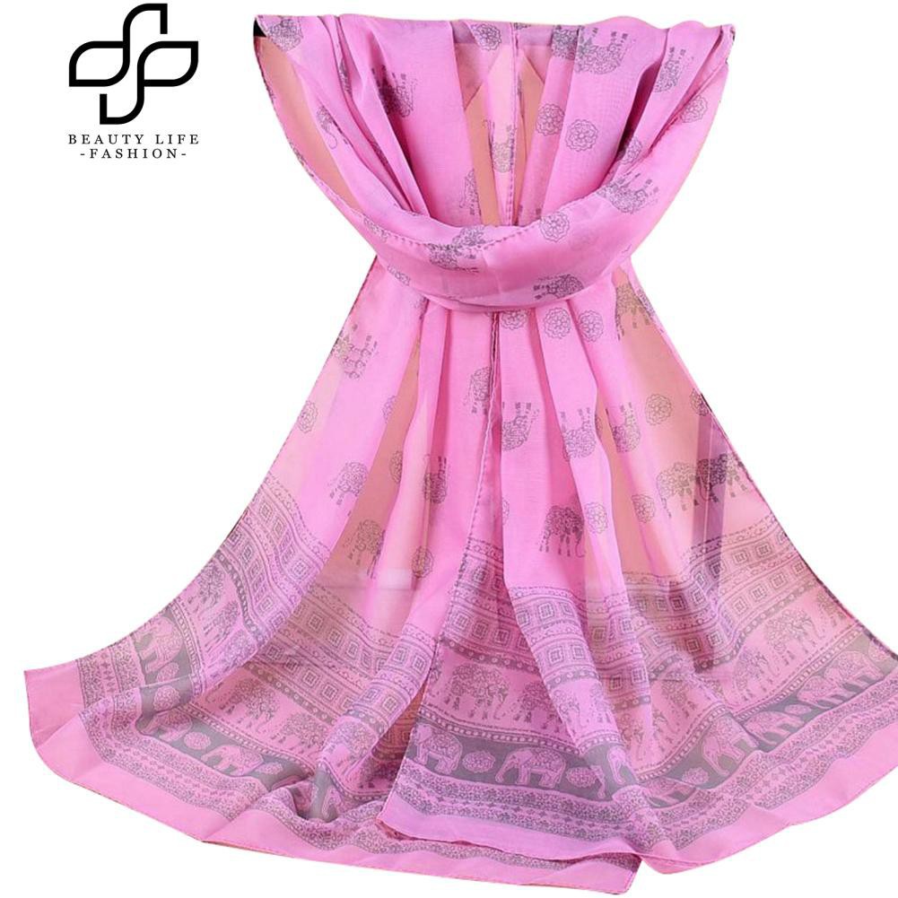 Khăn choàng cổ voan in hoạ tiết voi