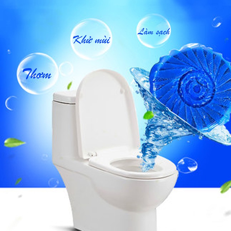 Túi 10 viên thả bồn cầu màu xanh khử mùi diệt khuẩn làm sạch nhà vệ sinh