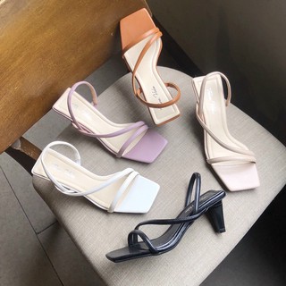 GIÀY SANDAL QUAI CHÉO HẬU GÓT THÁP 6P [ẢNH THẬT] - SANDAL QUAI NGANG MANG ĐƯỢC 2 KIỂU