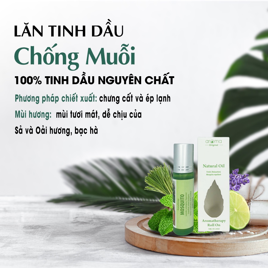 Dầu Lăn Tinh Dầu Chống Muỗi Aroma - Mosquito Roll On - Kháng Khuẩn, Giảm Kích Ứng Do Côn Trùng Cắn-10ml