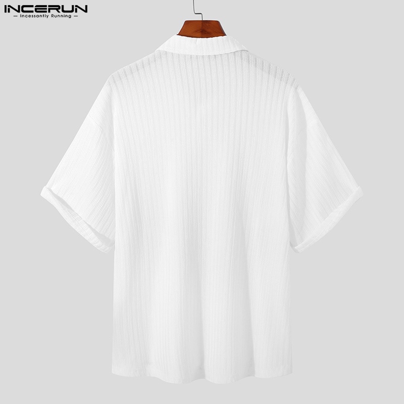 Áo polo INCERUN tay lửng màu trơn size S-5XLthời trang cho nam