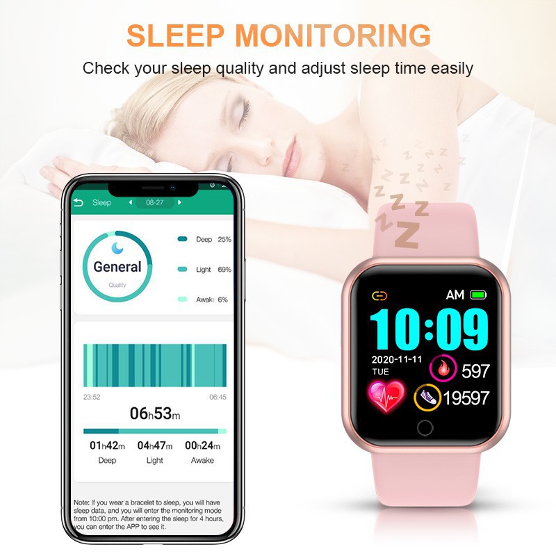 Y68 smartwatch sport bluetooth wristband monitor fitness tracker blood glucose meter đồng hồ thông minh nam nữ