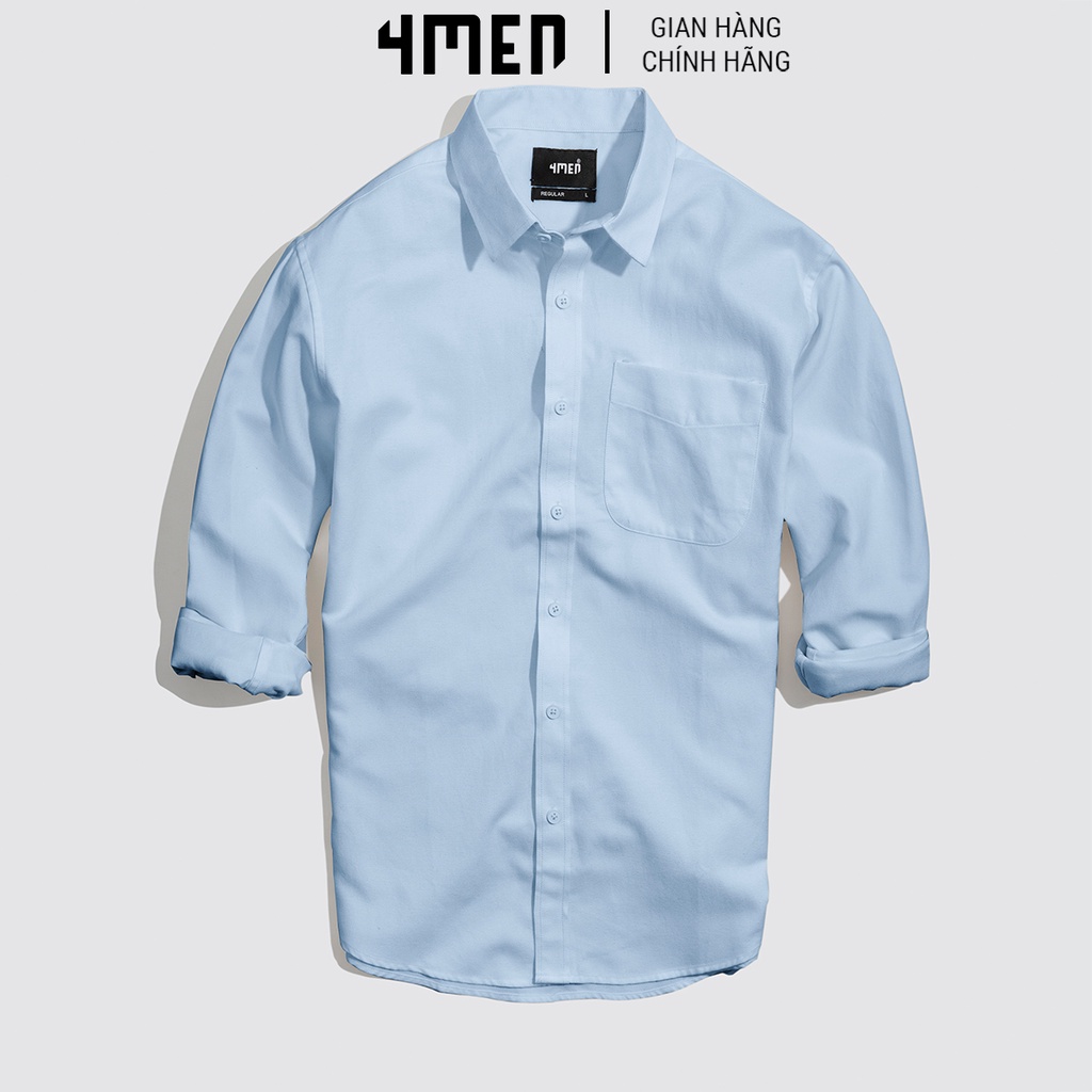 Áo sơ mi nam oxford trơn đẹp 4MEN SM070 tay dài form suông regular, vải oxford 100% cotton cao cấp thoáng mát | BigBuy360 - bigbuy360.vn