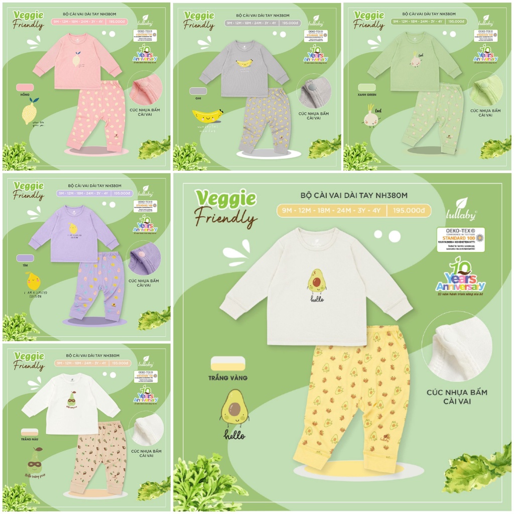 Bộ dài tay Petit cài vai dài tay bé trai / bé gái NH380M