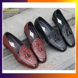 Giày Lười Loafer Nam Da Bò Nguyên Tấm, Đế Phíp Gỗ, Mã X102 Màu Đen Và Nâu