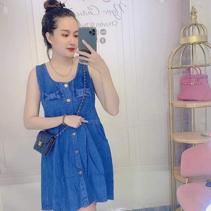 Đầm jean túi nơ