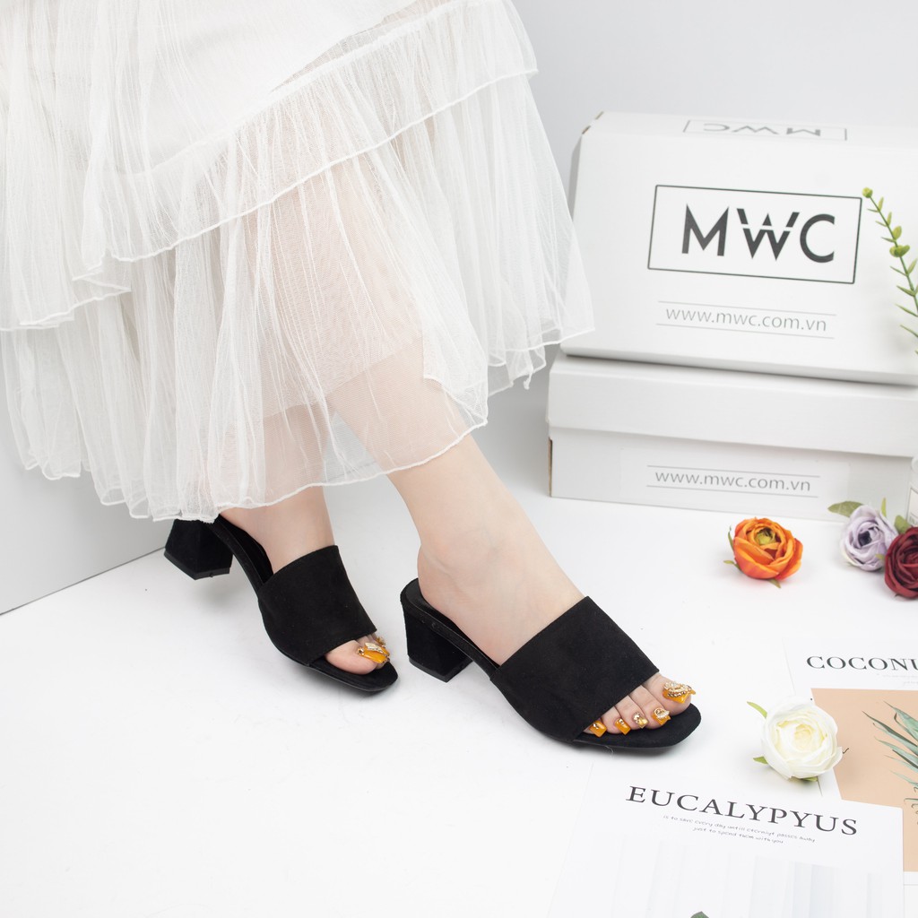 Giày Cao Gót Nữ MWC Đế Vuông Quai Ngang Màu Đen Lịch Sự Sang Trong NUCG- 3661