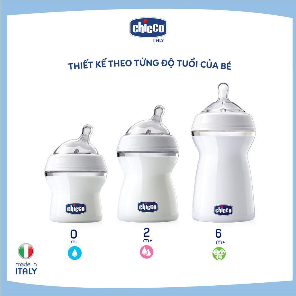 Bình sữa núm nghiêng Pisa Natural Feeling 2M+ Chicco 250ml