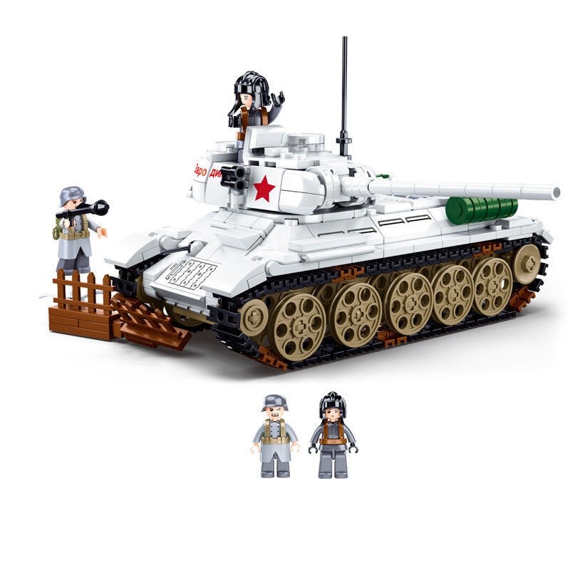 đồ chơi giáo dục Lắp ráp Mô hình xe tăng Sluban 0978 WW2 Military T34-85 tank 518pcs