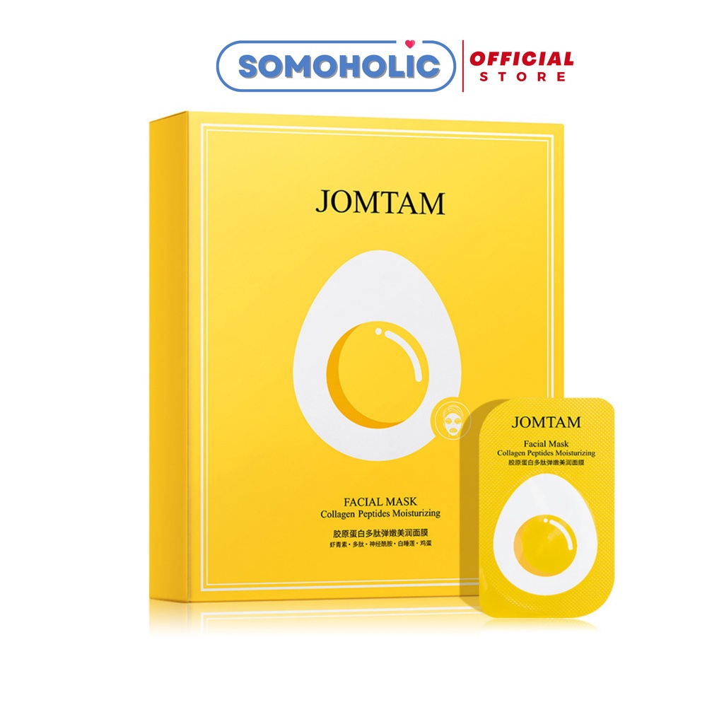 Mặt nạ trứng Egg Facial Mask Jomtam set 8 gói cấp ẩm dưỡng trắng thu nhỏ lỗ chân lông Somoholic MSK26-TRUNG