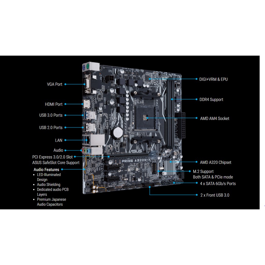 [Mã ELCL99 giảm 7% đơn 500K] Mainboard ASUS PRIME A320M-K - New 100% BH 36 tháng | BigBuy360 - bigbuy360.vn