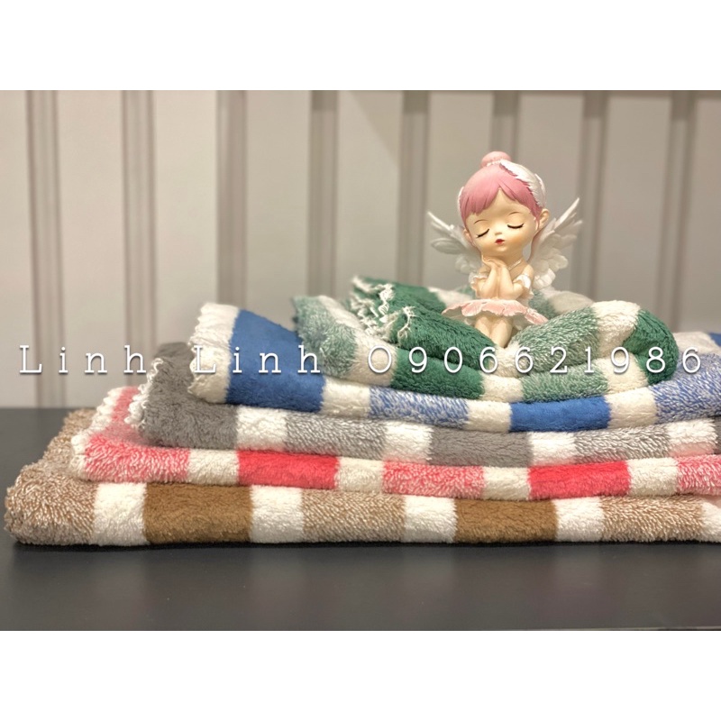 Khăn mặt siêu mềm 30x50cm - hoạ tiết kẻ