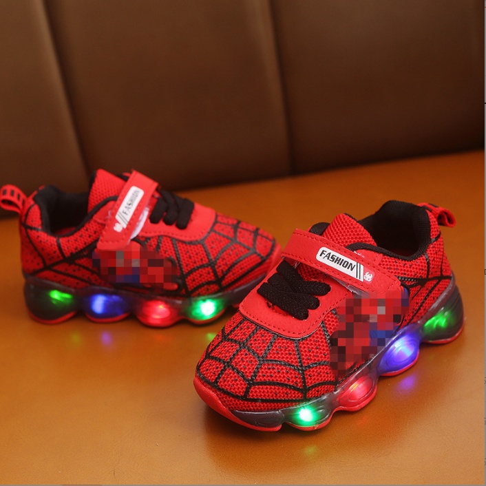 Giày thể thao trẻ em, giày người nhện phát sáng cho bé trai và bé gái