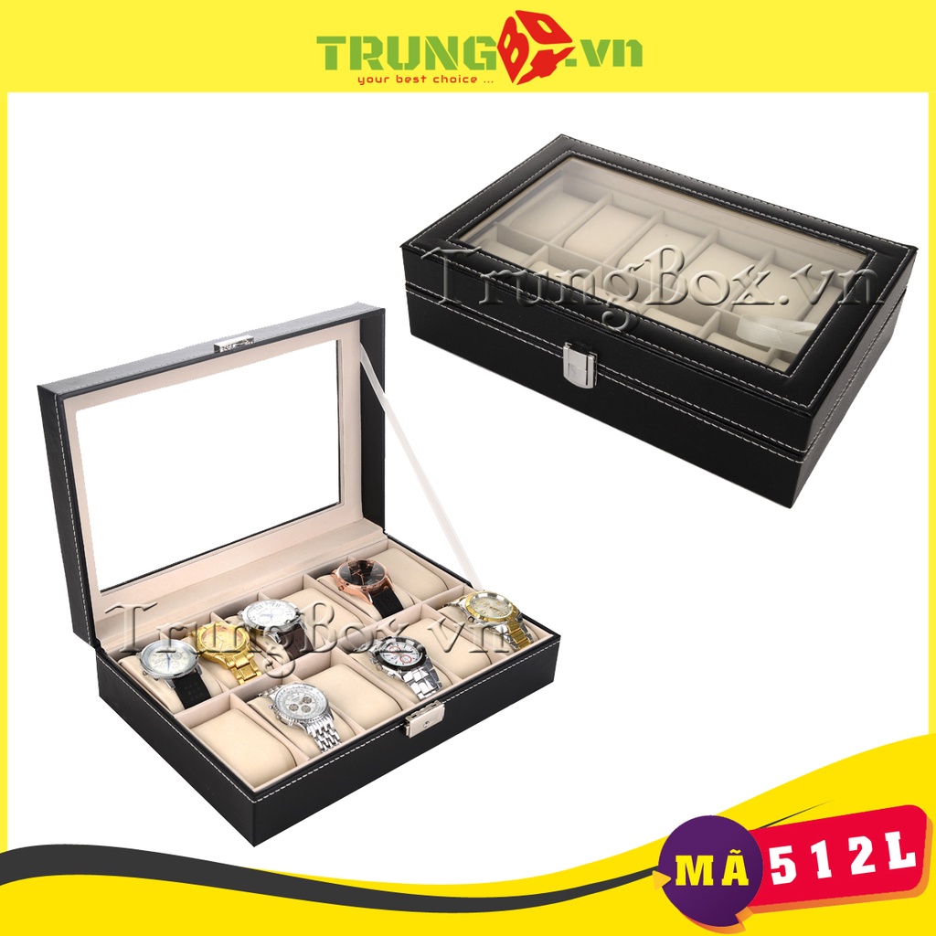 Hộp Đựng Đồng Hồ 12 Ngăn Vỏ Da Cao Cấp - Mã 512L