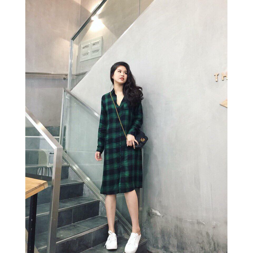 Đầm xuông kẻ dáng dài bầu béo bon chen thoải mái nhé! | BigBuy360 - bigbuy360.vn