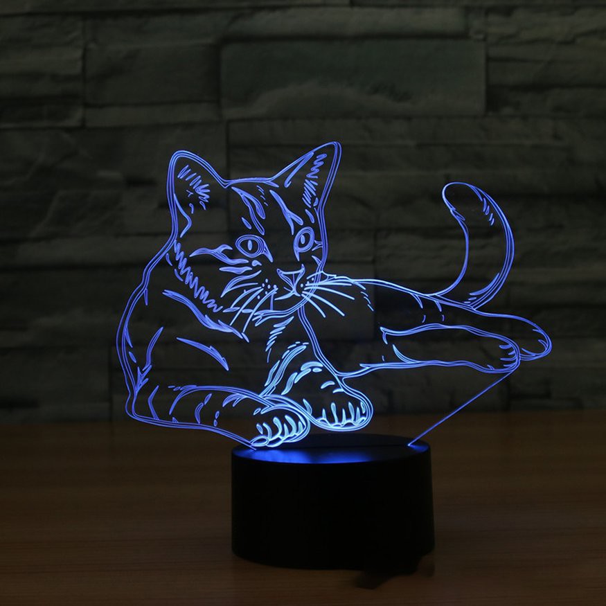 Đèn Led Để Bàn Hình Mèo 3d Độc Đáo