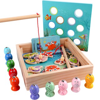 Bộ đồ chơi câu cá gỗ nam châm 3D cho trẻ em