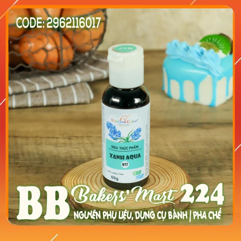 💥 SIÊU CHUẨN 💥 60gr - A17 Màu XANH AQUA thực phẩm làm bánh dạng NƯỚC SIRO Unicorn