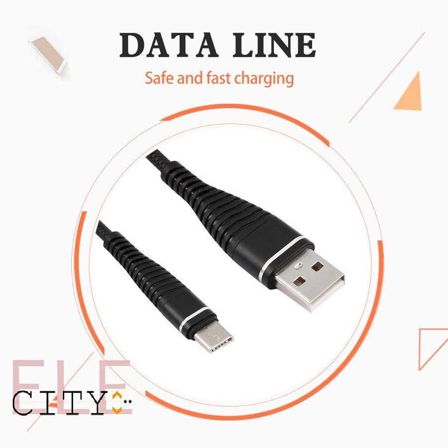 111ele} USB-C Type C Cable Coiled Spring Type-C Data Sync Charging Cable