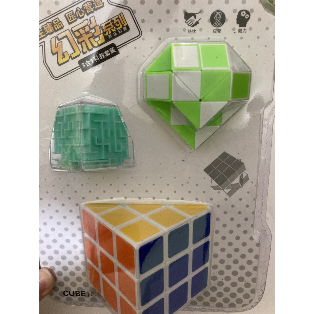 [MUA 1 ĐƯỢC 3] Rubik 3x3 Khối Lập Phương viền trắng + TẶNG móc khóa rubik, Rubik Snake và mô hình kèm theo