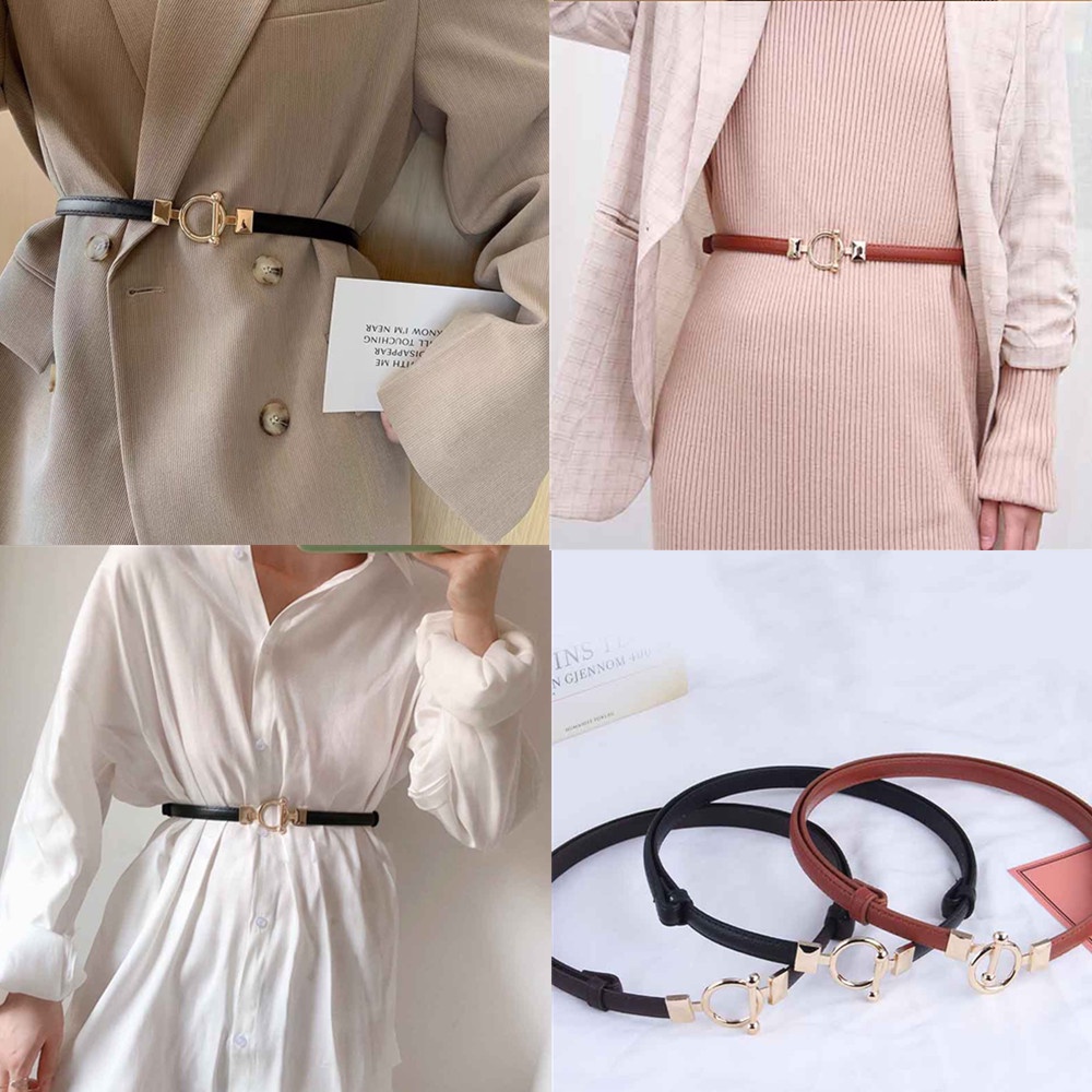 Thắt lưng da có thể điều chỉnh phối trang phục thời trang cho nữ