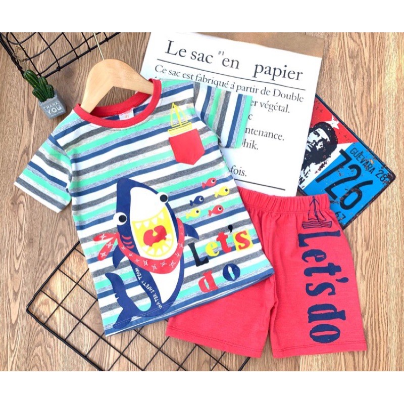 Bộ ngắn tay quần đùi cho bé thun cotton mịn đẹp mát size đại -Quần áo trẻ em-Pikakids