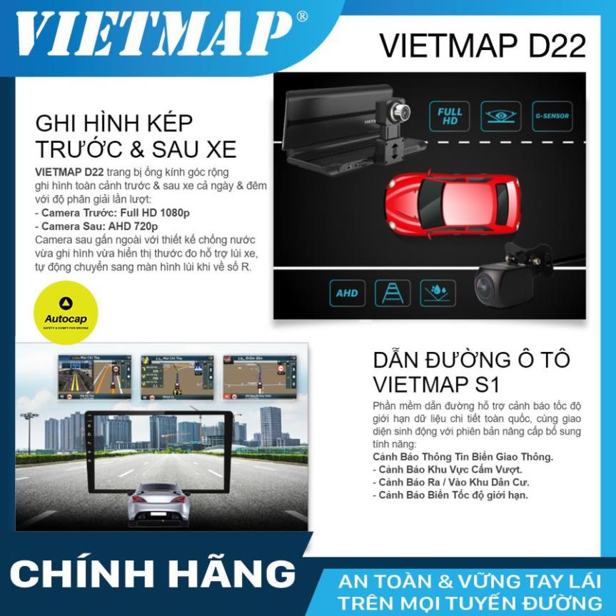 Camera hành trình VIETMAP D22 cho xe ô tô- Dẫn đường S1-Phát Wifi-KM thẻ nhớ 32/64/128GB, SIM 4G | BigBuy360 - bigbuy360.vn