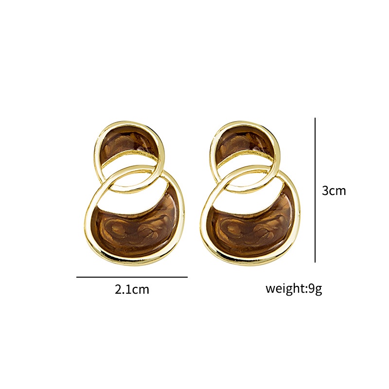 Ocean blue brown Bông Tai Kim Xỏ Lỗ Cá Tính Dành Cho Nữ