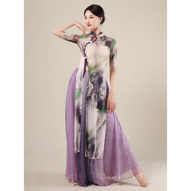 Trang Phục Sườn Xám Biểu Diễn Múa Truyền Thống Trung Hoa Dành Cho Nữ