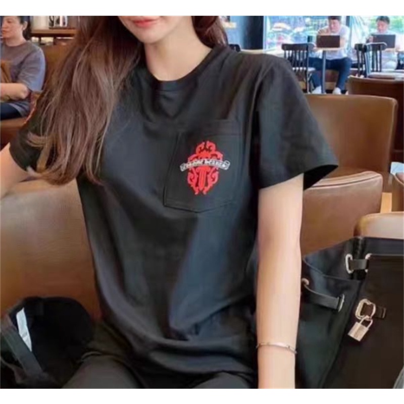Áo thun cotton tay ngắn in hình Chrome Hearts cổ điển thời trang mùa hè cho nam và nữ