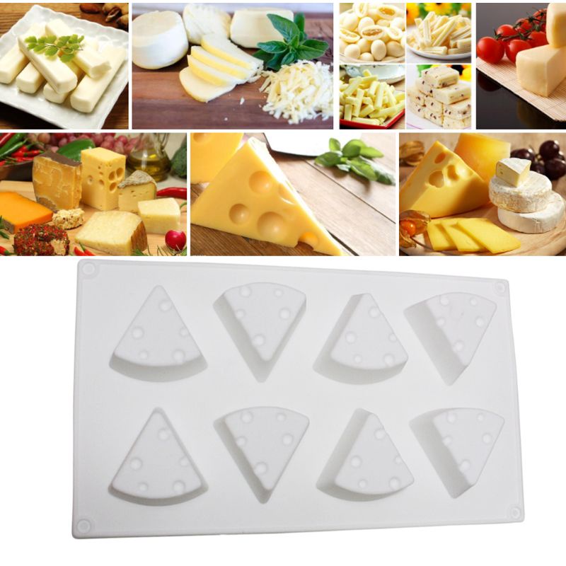 Khuôn Làm Bánh 8 Ngăn Chống Dính Đa Năng Hình Miếng Phô Mai Dễ Thương Cho Nhà Bếp